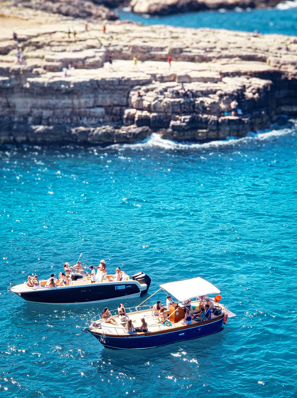 Boats Below the Cliffs — Polignano a Mare — Italy